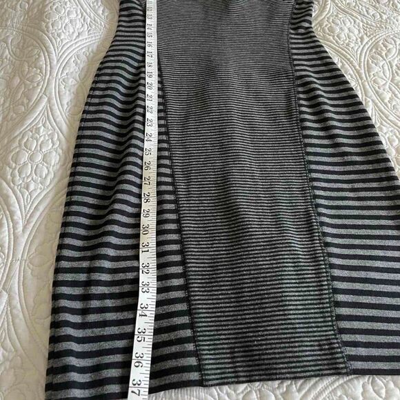 Calvin Klein Grey Striped Midi Cap Sleeve Dress Size 12 - Picture 6 of 8